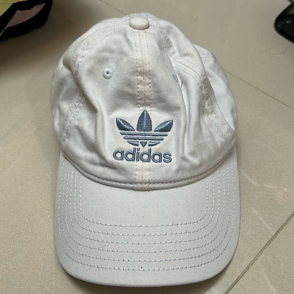 White denim Adidas hat